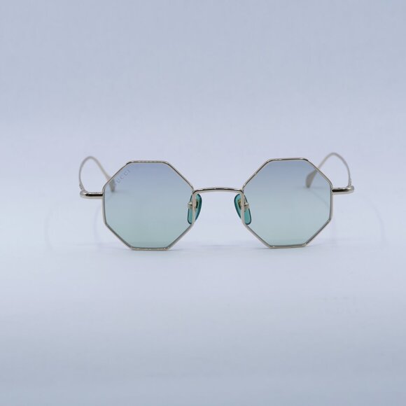 Gucci GG1814S 004 Sunglasses Gold Geometric Frame, Blue Lenses main image 10